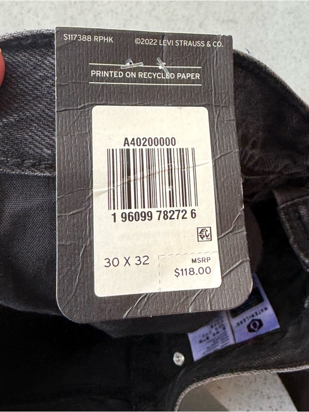 NWT Levi's Black Washed XL Flood Denim Jeans Size 30 x 32 - Picture 3 of 9